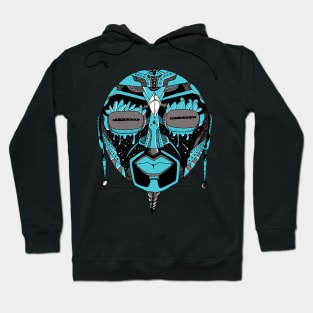 Blue Grey African Mask 2 Hoodie